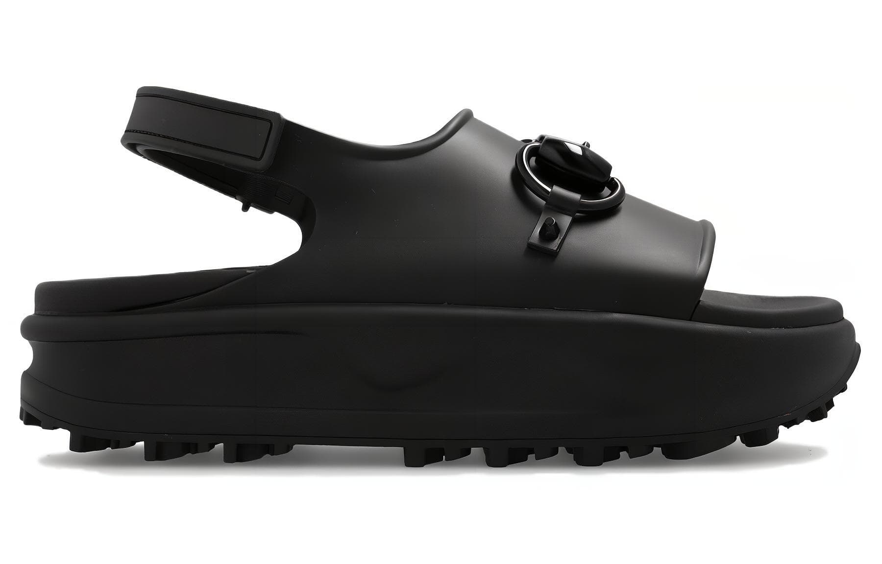 Шлёпанцы Gucci Rubber Horsebit Platform Sandals Black - изображение 2