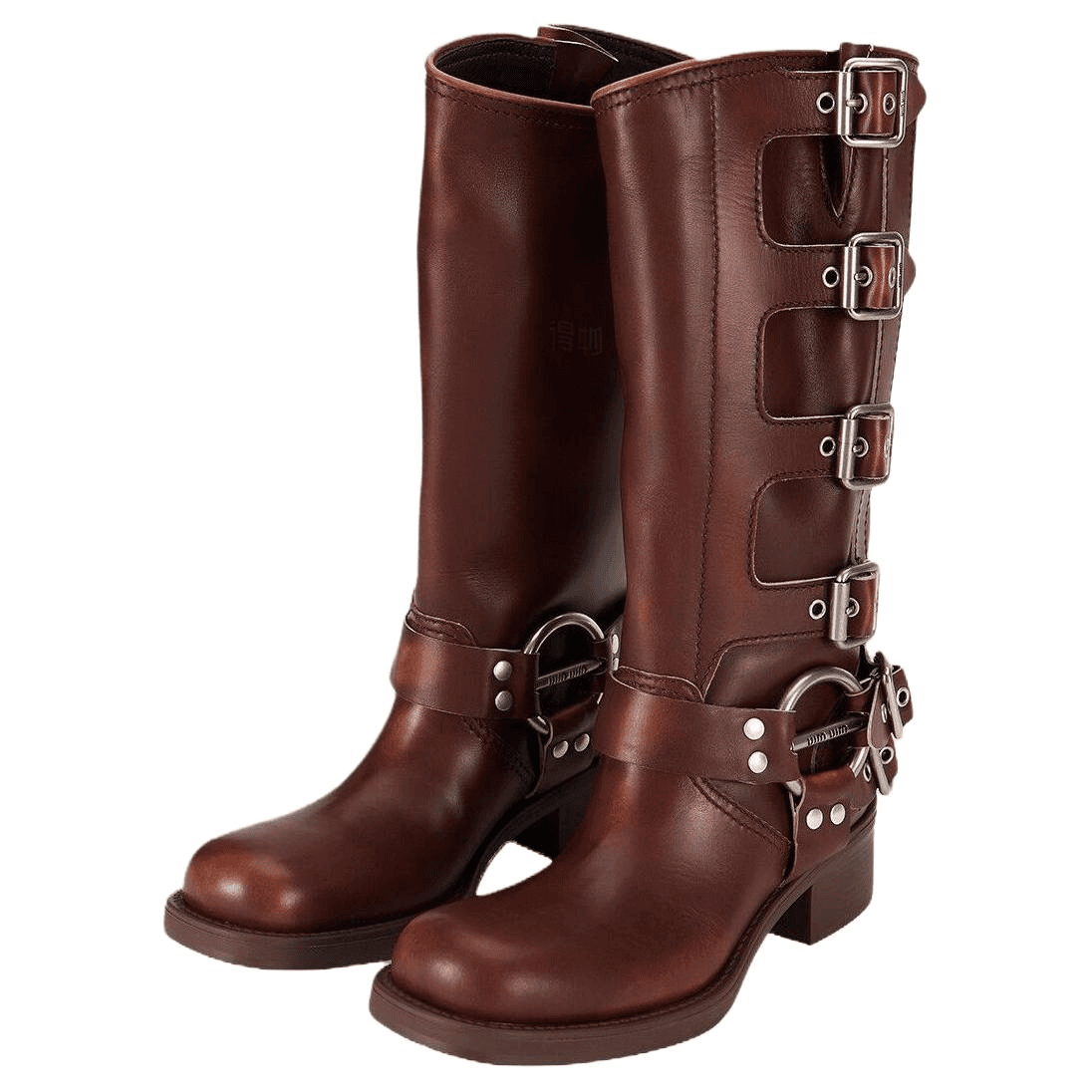 Ботинки Miu Miu Round Toe Leather Boots - изображение 3