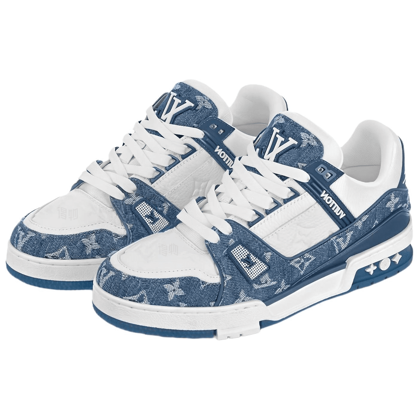 Кроссовки Louis Vuitton Trainer White Blue - изображение 3