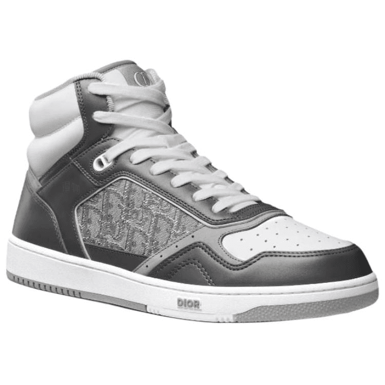 Кроссовки DIOR B27 Leather Oblique High Top Sneakers Gray - изображение 2