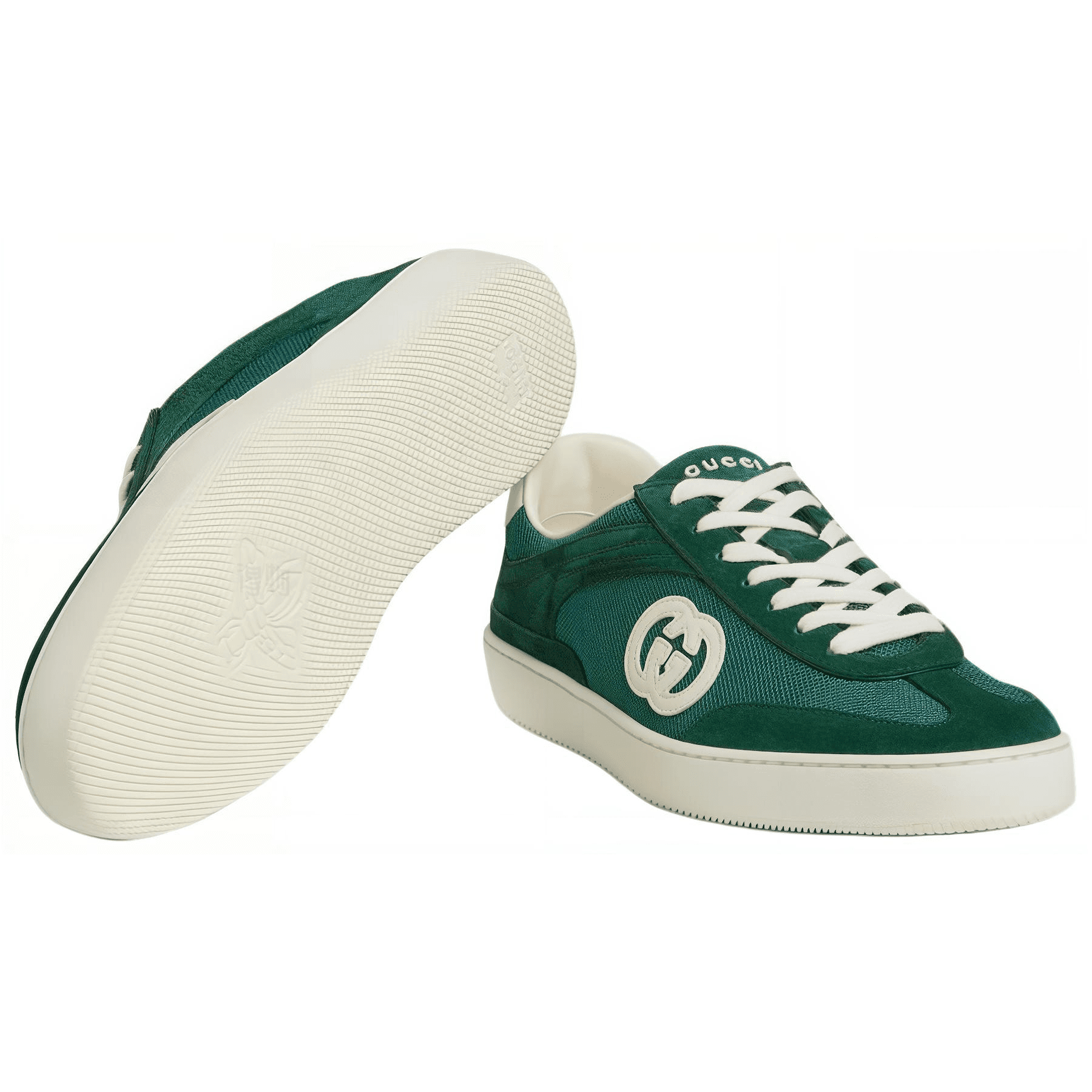 Кроссовки Gucci Suede Lace-Up Sneakers Green - изображение 5