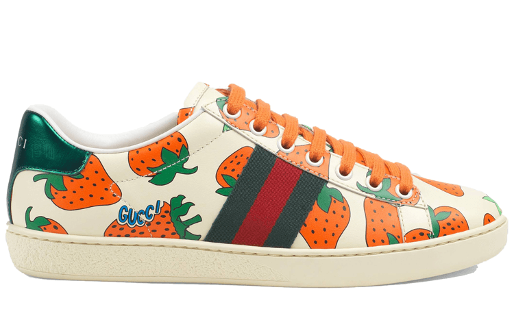 Кроссовки Gucci Ace Leather Strawberry Print - изображение 2