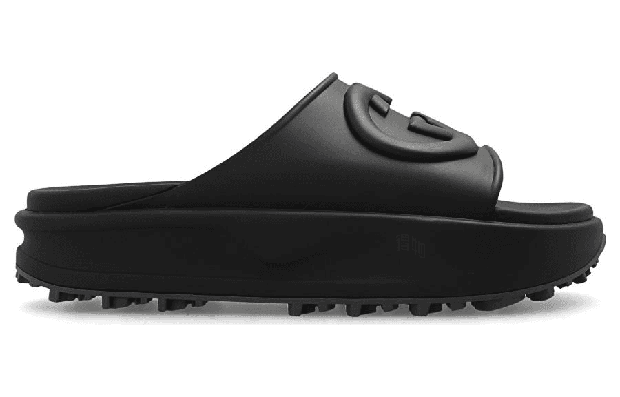 Сандалии Gucci Rubber Slide Sandals Black - изображение 2