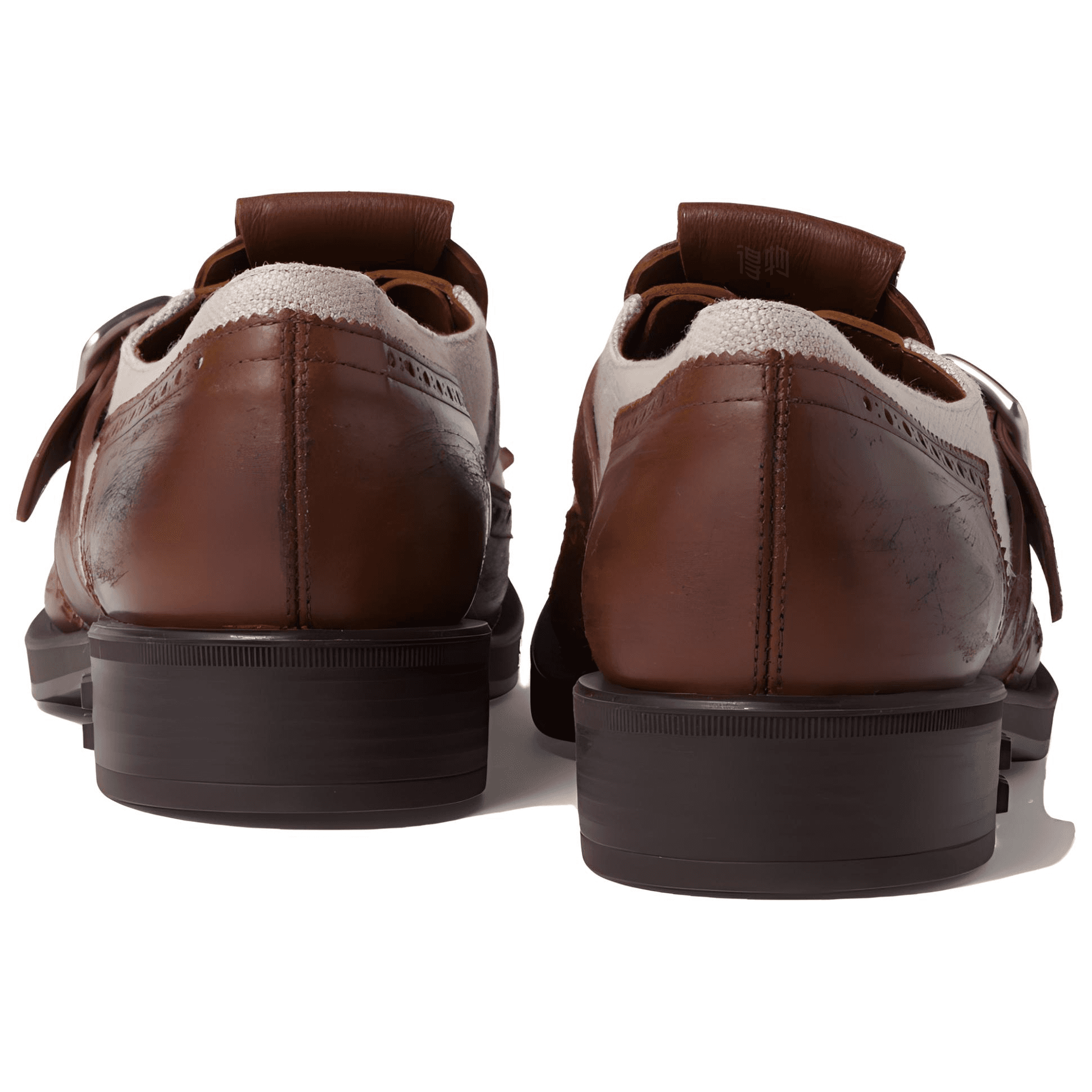 Miu Miu Round Toe Leather Dress Shoes Brown Gray - изображение 5