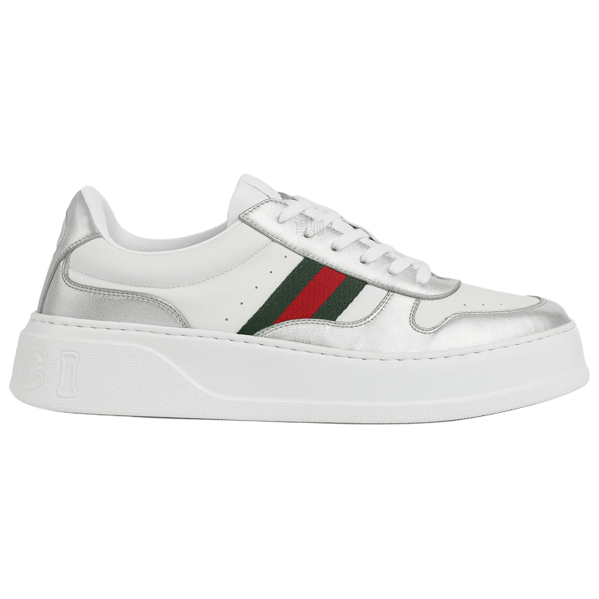 Кроссовки Gucci Leather Round Toe Low Top Sneakers Silver - изображение 2