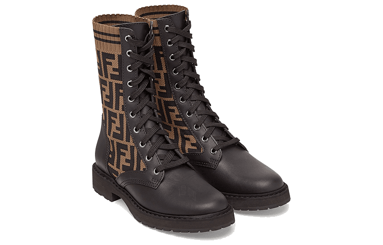 Ботинки Fendi FF Motif Leather Biker Boots Black - изображение 4