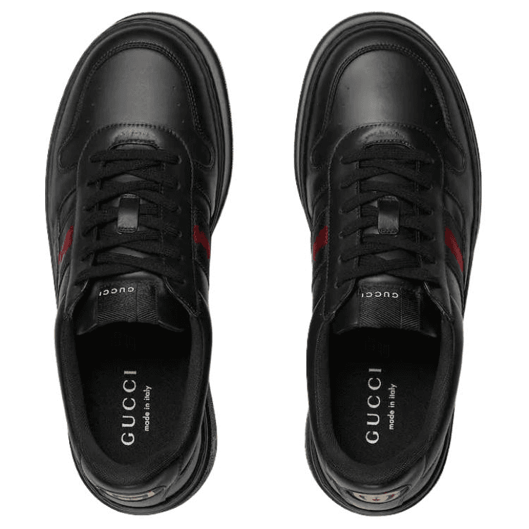 Кроссовки Gucci Leather Low Top Sneakers Black - изображение 4