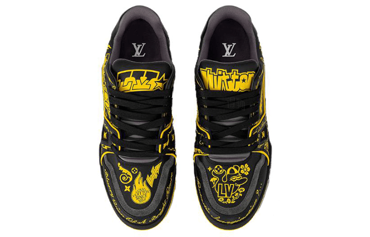 Кроссовки LOUIS VUITTON Trainer Black Yellow - изображение 3