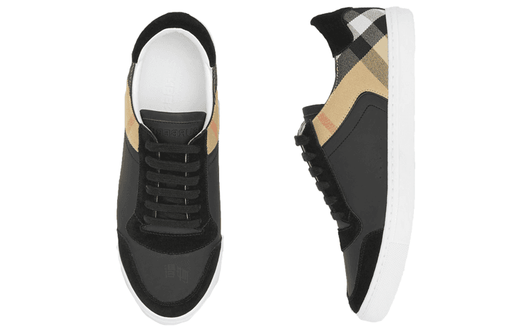 Кроссовки Burberry House Leather Sneakers Black Brown - изображение 3