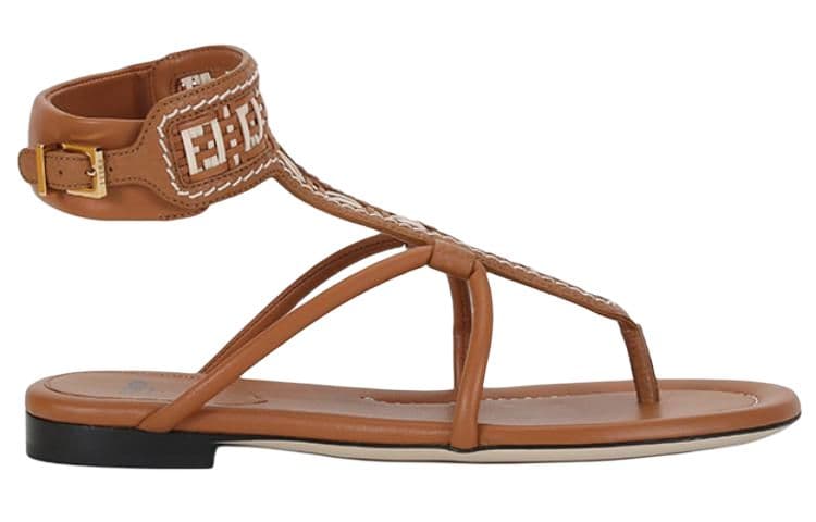 Шлёпанцы Fendi Leather Buckle Platform Sandals Brown - изображение 2