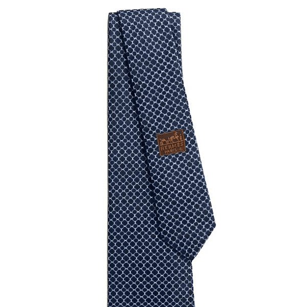 Галстук HERMES Ties Мужской Морской Синий Дальний Небесный Лазурный Белый - изображение 2