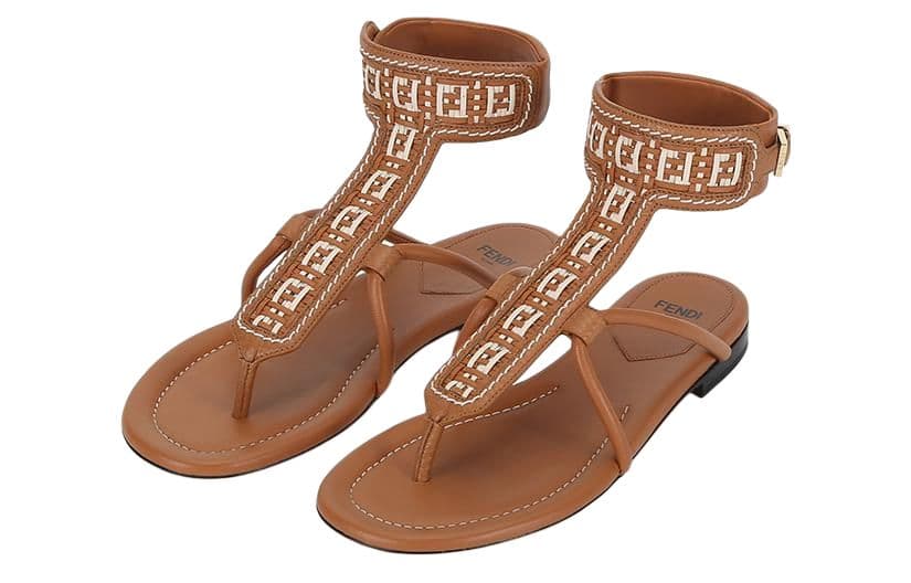 Шлёпанцы Fendi Leather Buckle Platform Sandals Brown - изображение 3