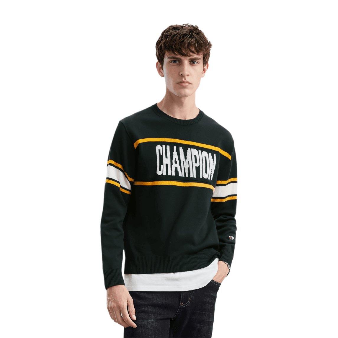 Кофта Champion FW24 Свитер Мужской Темно-зеленый - изображение 3