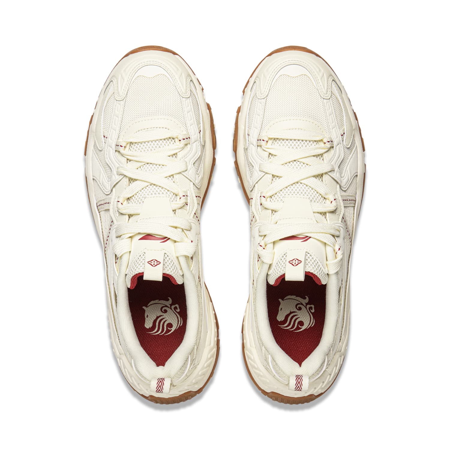 Кроссовки Li-Ning Винтаж/дворцовый стиль Обувь на платформе Увеличение роста Модный тренд Лоу-топы Повседневный Мужской Экрю - изображение 4