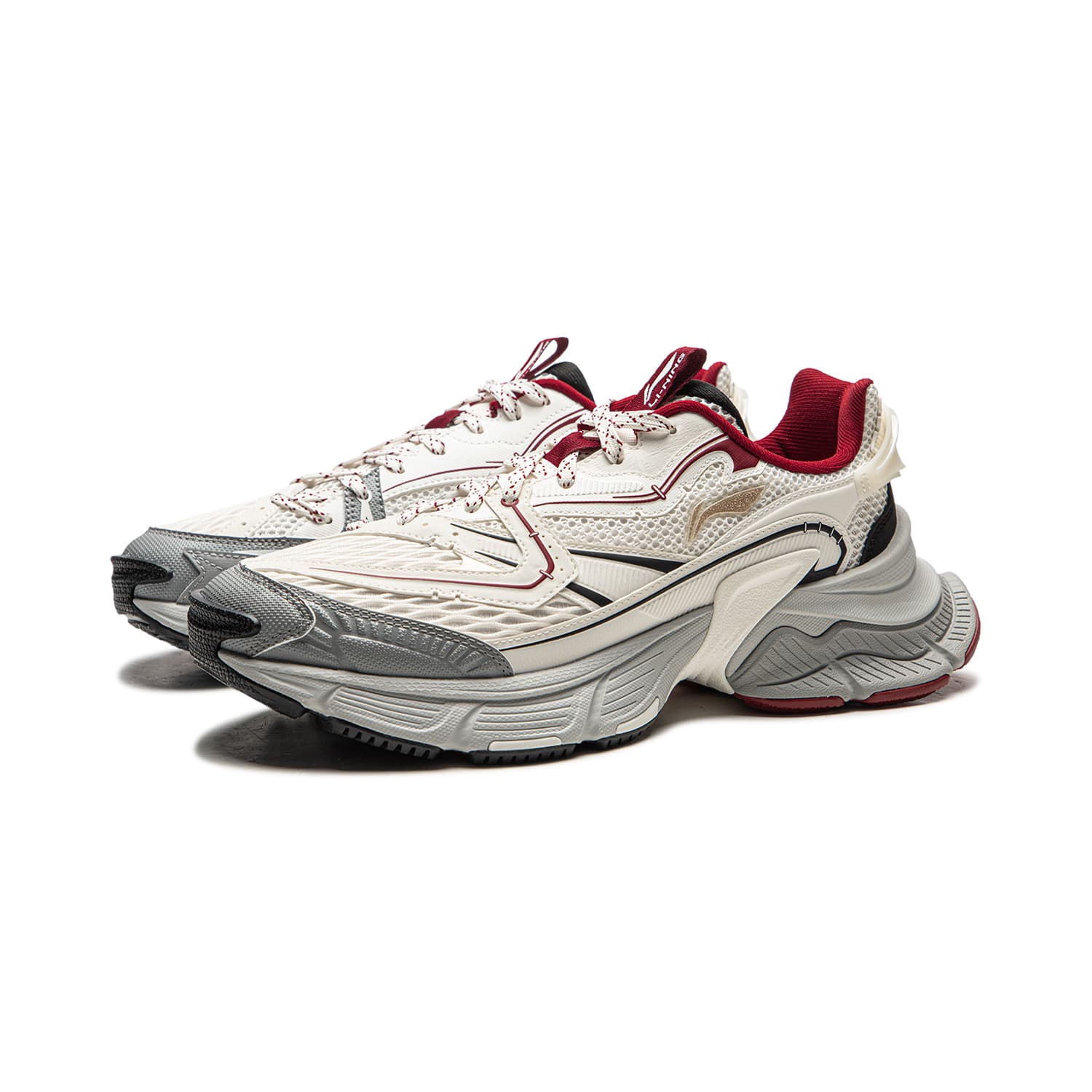 Кроссовки Li-Ning Синцзи Y2K Модный тренд Винтажный стиль Толстоподошвенные кроссовки Женская или мужская обувь низкой высоты Мужской Бело-серый - изображение 3