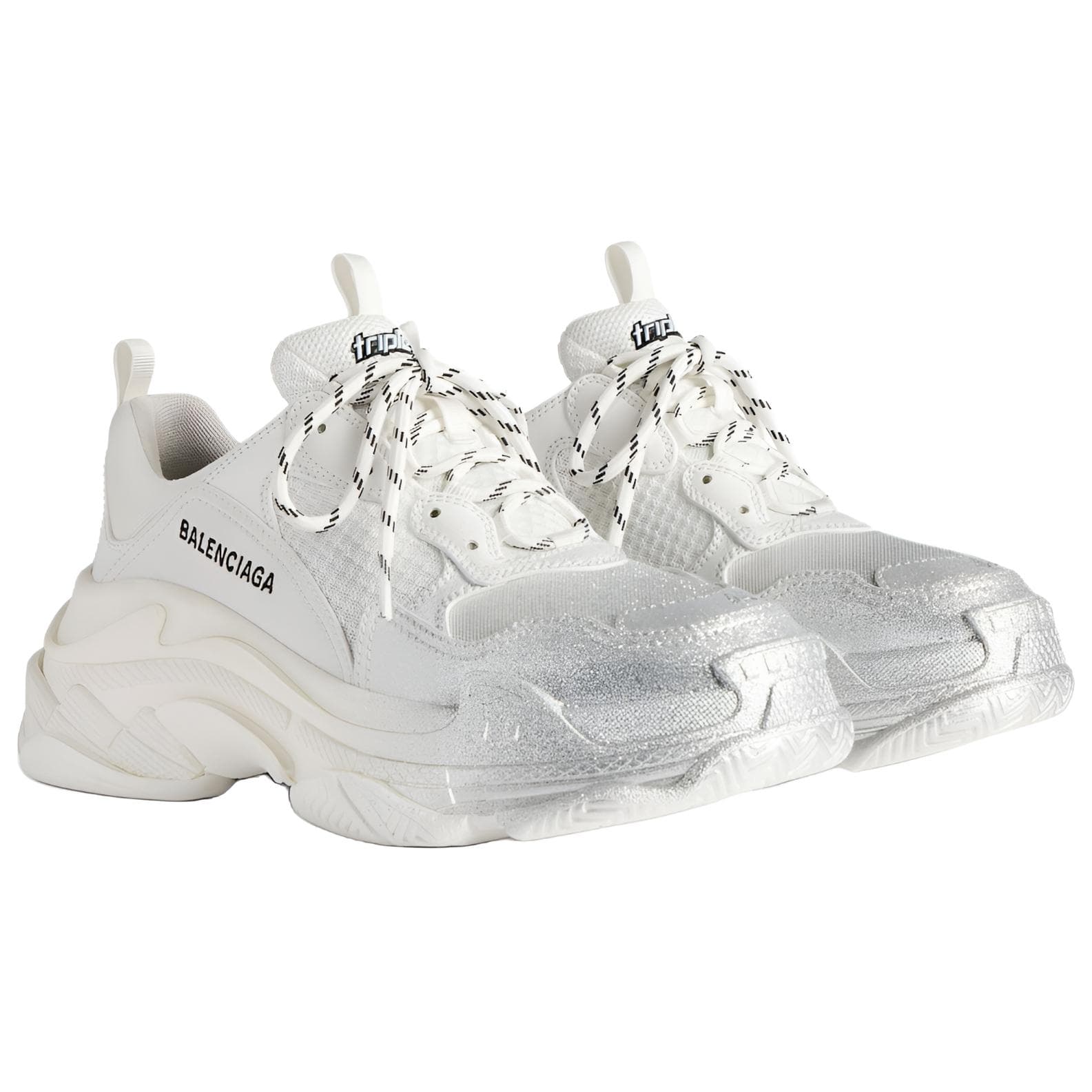 Кроссовки Balenciaga Triple S Low Топ Массивные кроссовки Women's White Серебряный - изображение 3