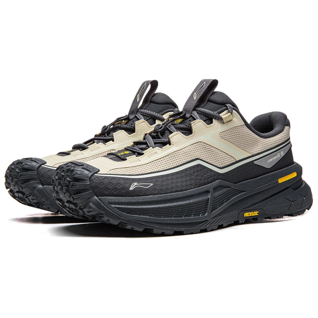 Кроссовки Li NING Outdoor Counterflow Xingchuan 2 Дышащая Низкопрофильная Походная Обувь Унисекс Эбеново-черный Овсяный Серый - изображение 3
