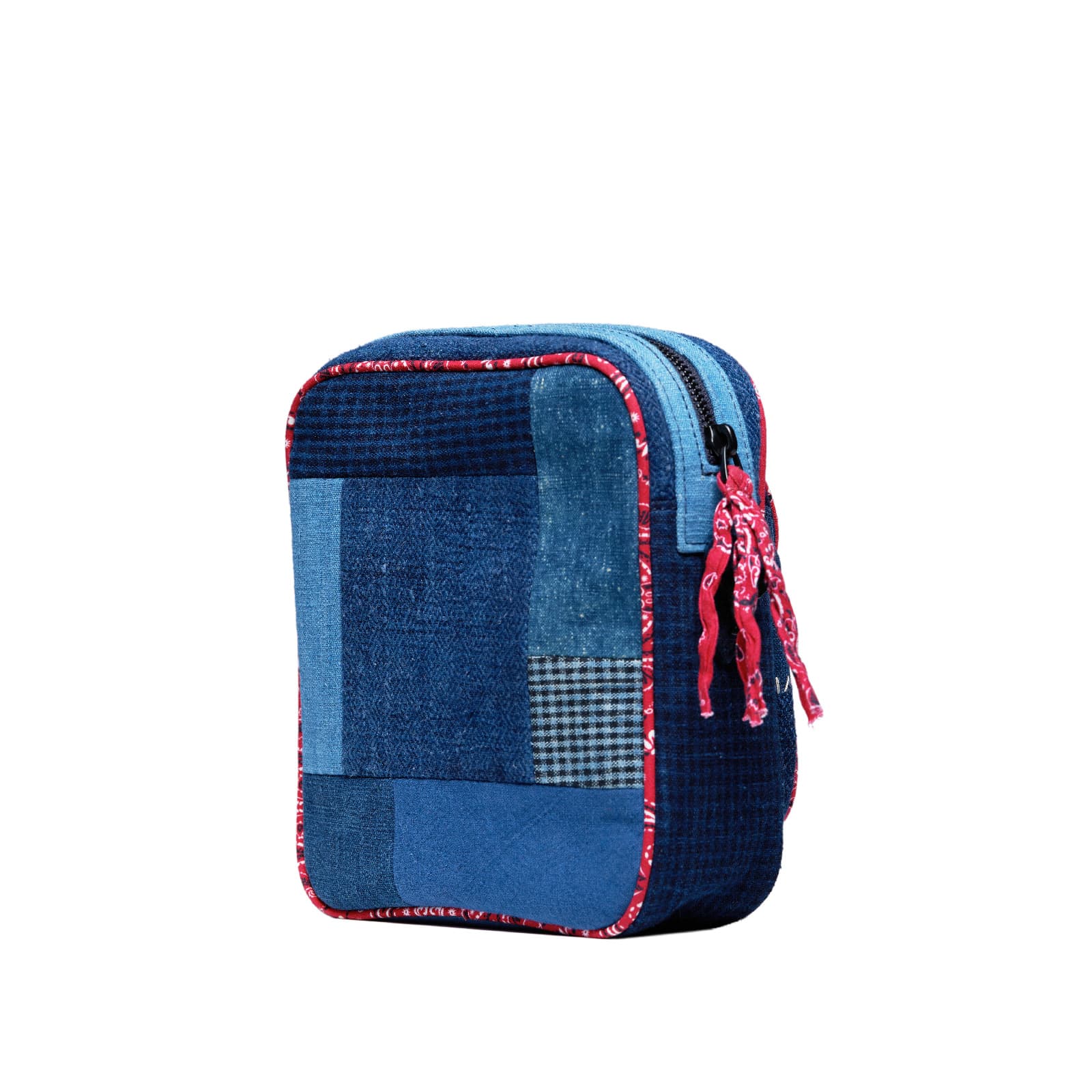 Сумка через плечо VESSEL Ручная вышивка сумка через плечо с пэчворком унисекс синий и старый с красным пейсли - изображение 5