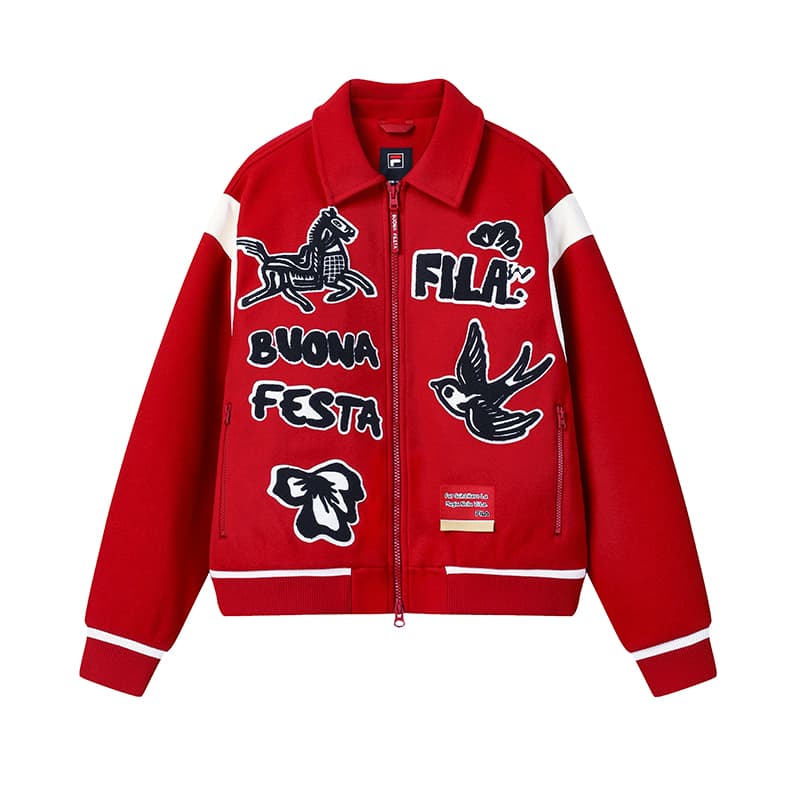 Зимняя куртка пуховик FILA CNY Пуховик Унисекс Красный Ритм - изображение 1