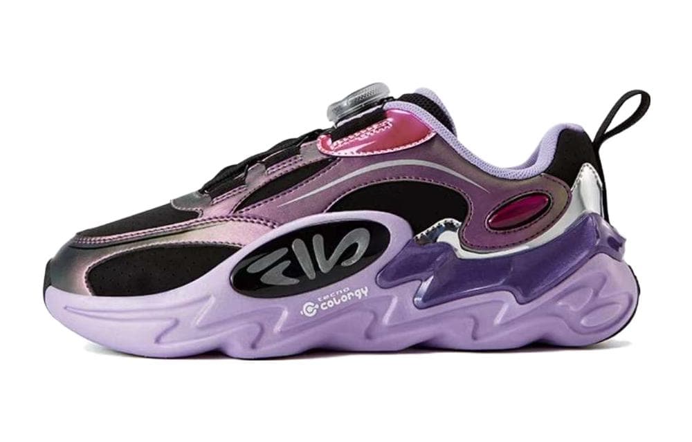 Кроссовки FILA KIDS Устойчивые к истиранию низкие детские беговые кроссовки черного и фиолетового цвета для детей - изображение 1