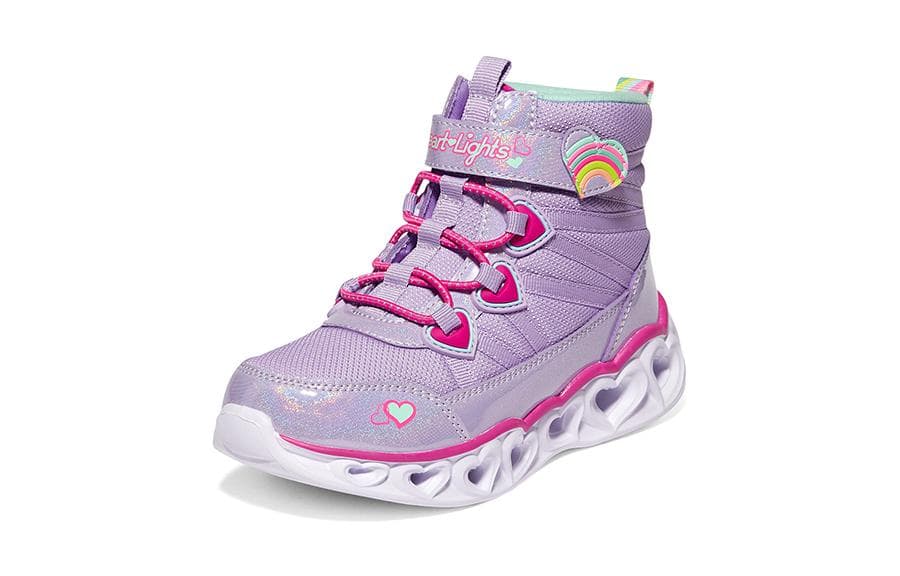 Кроссовки Skechers Heart Lights Аbrasion Resistant High Топ Детские Лайфстайл Обувь Фиолетовый Белый Подростки - изображение 3