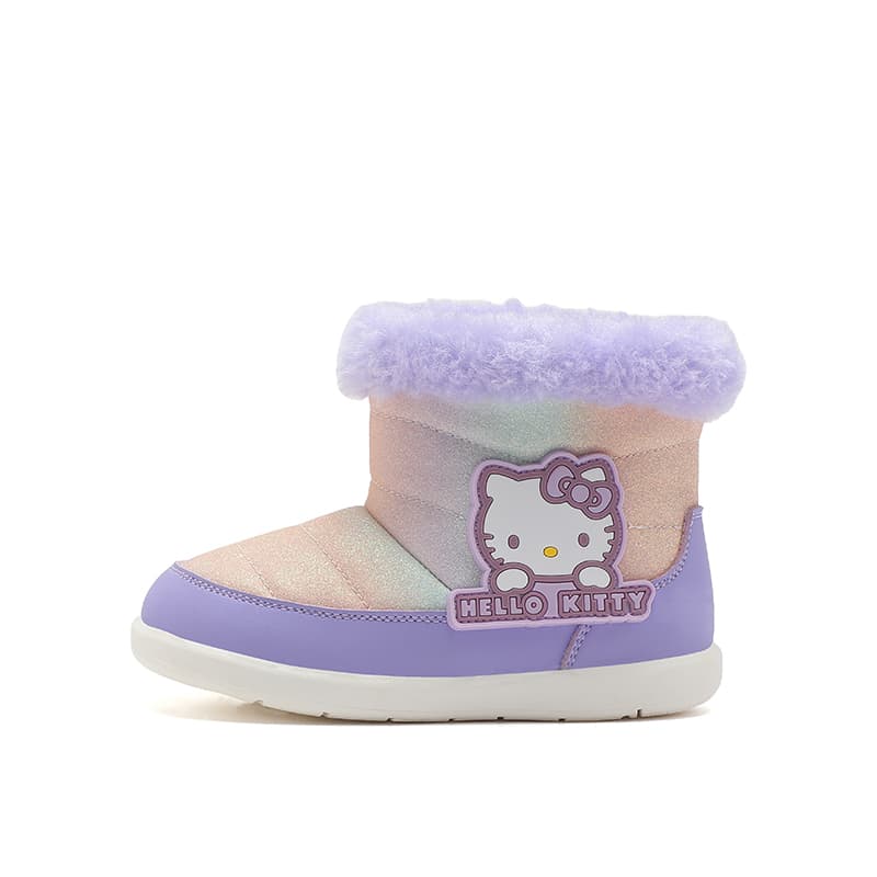 Sanrio Hello Kitty Осень и зима Мультяшный плюшевые универсальные удобные милые модные зимние ботинки с флисом утолщенные для мальчиков и девочек анти-удар легкие амортизация термозащитные мид-топ детские - изображение 1