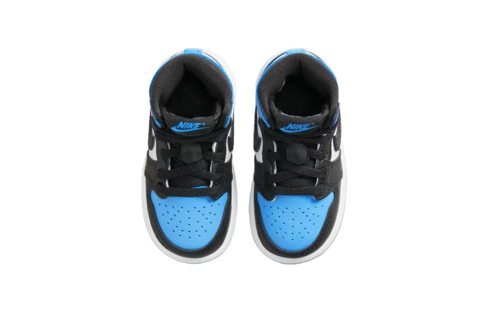 Кроссовки Jordan Air Jordan 1 High 'Университетский синий' Anti KICK Высокие Кроссовки для Малышей Черные Белые и Синие - изображение 4