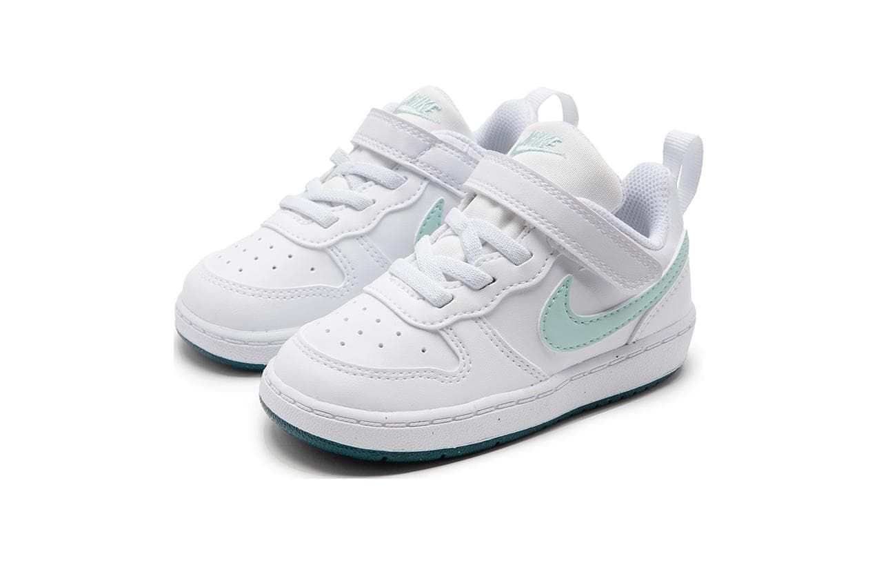 Кроссовки Nike Court Borough Low Recraft Btv Синтетическая кожа Устойчивая к истиранию Низкий верх Обувь для малышей Белый Синий - изображение 3
