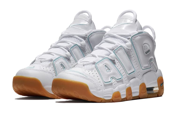 Кроссовки для баскетбола Nike Air More Uptempo White Aqua Gum GS - изображение 5