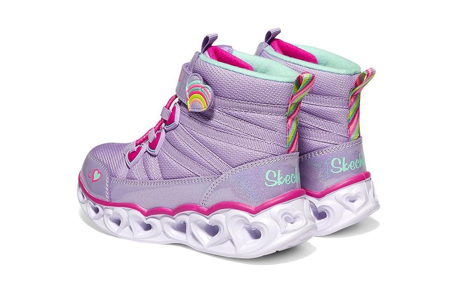 Кроссовки Skechers Heart Lights Аbrasion Resistant High Топ Детские Лайфстайл Обувь Фиолетовый Белый Подростки - изображение 5