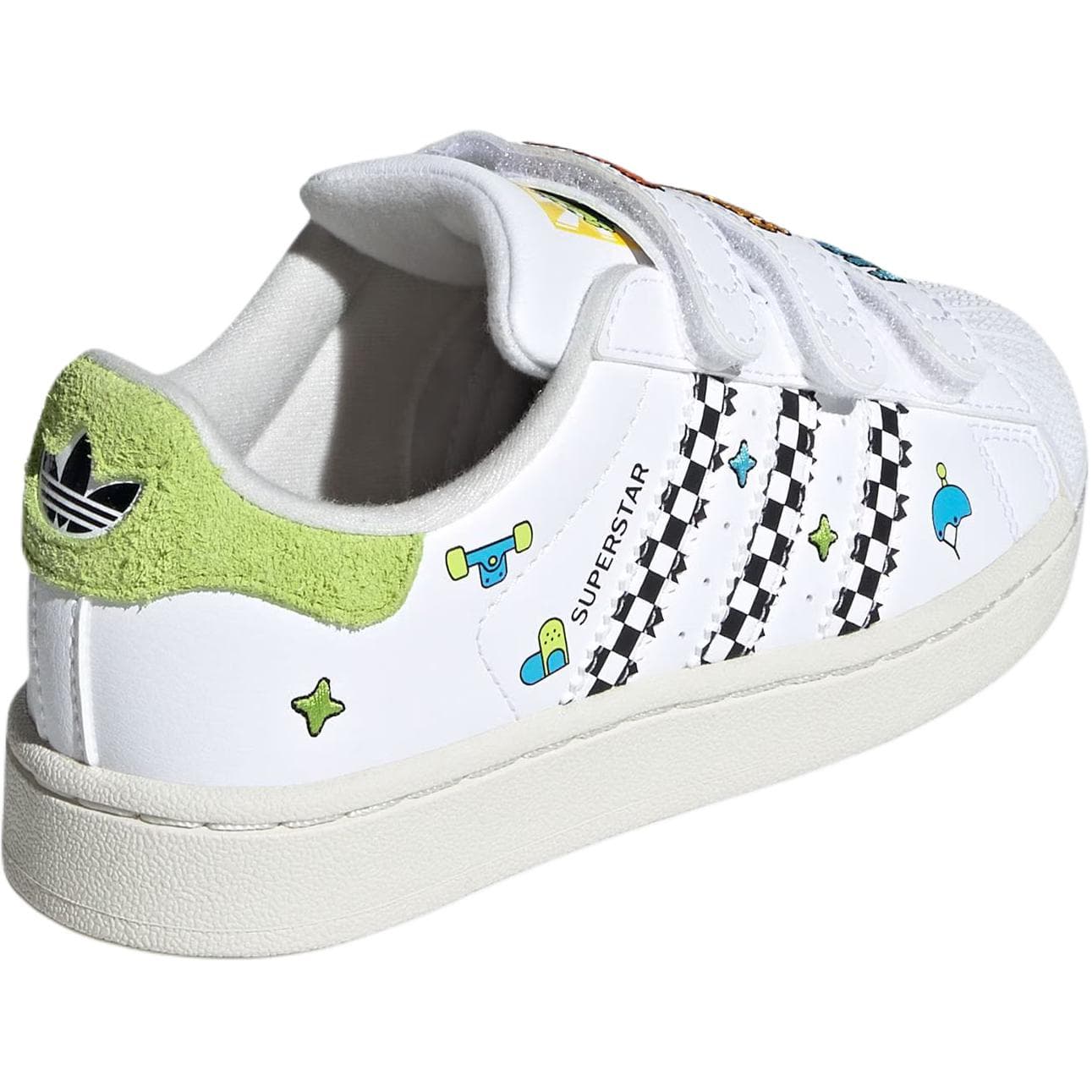 Кроссовки Adidas Originals Superstar 2 Low Топ Детская Обувь для Скейтбординга Белый Зеленый - изображение 4