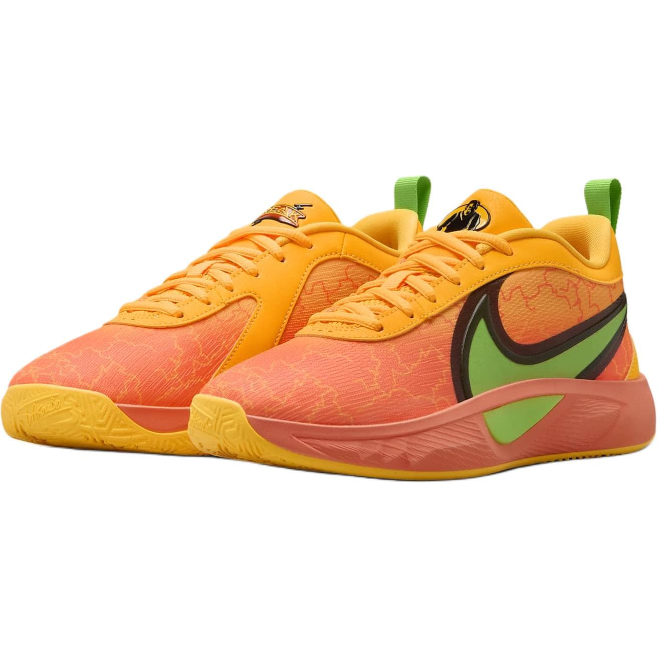Кроссовки для баскетбола Nike Giannis Freak 6 противоскользящие низкие детские баскетбольные кроссовки оранжево-желтого цвета - изображение 3