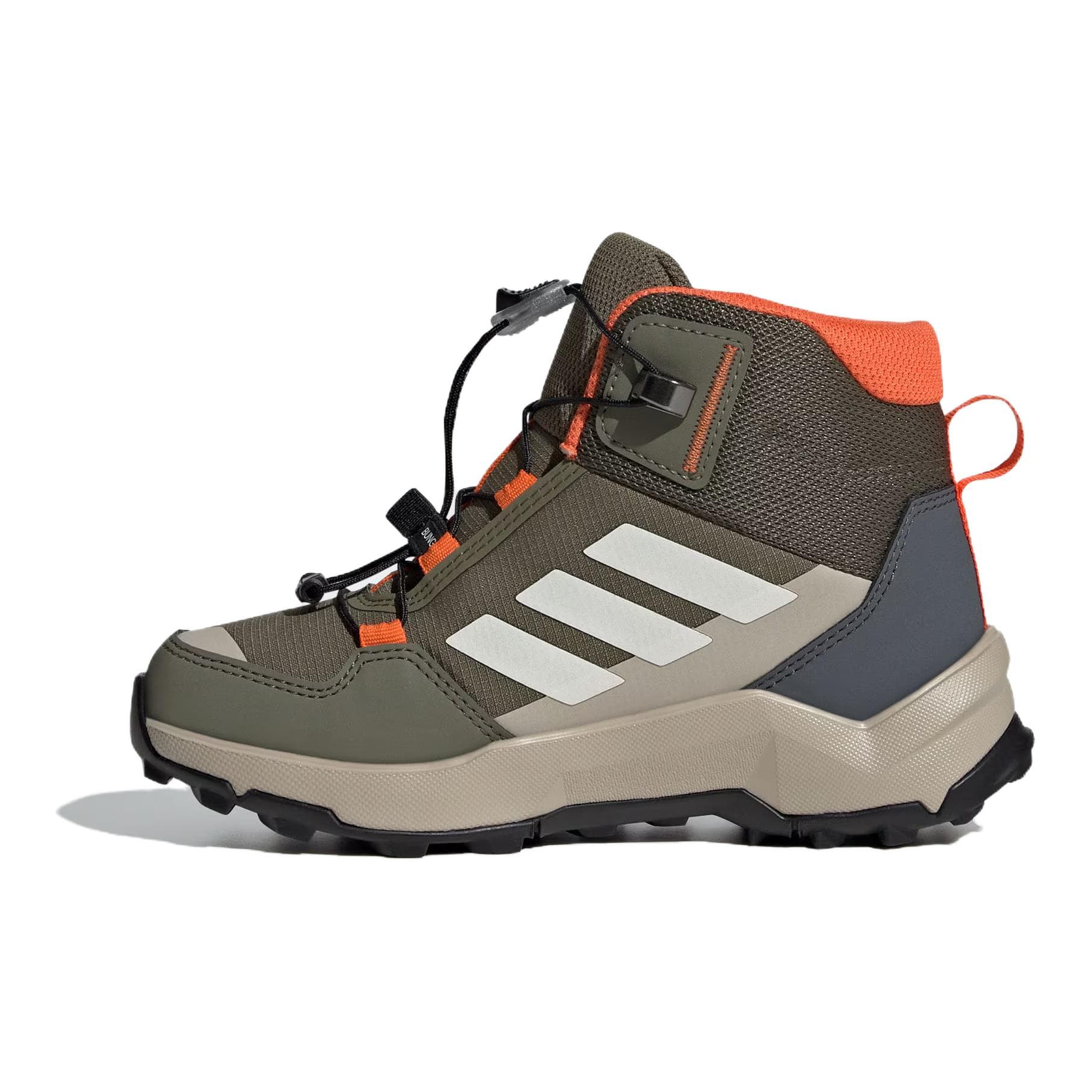 Adidas TERRE Противоскользящая Устойчивая к истиранию MID Топ Детская Туристическая обувь Зеленый Белый Оранжевый - изображение 2