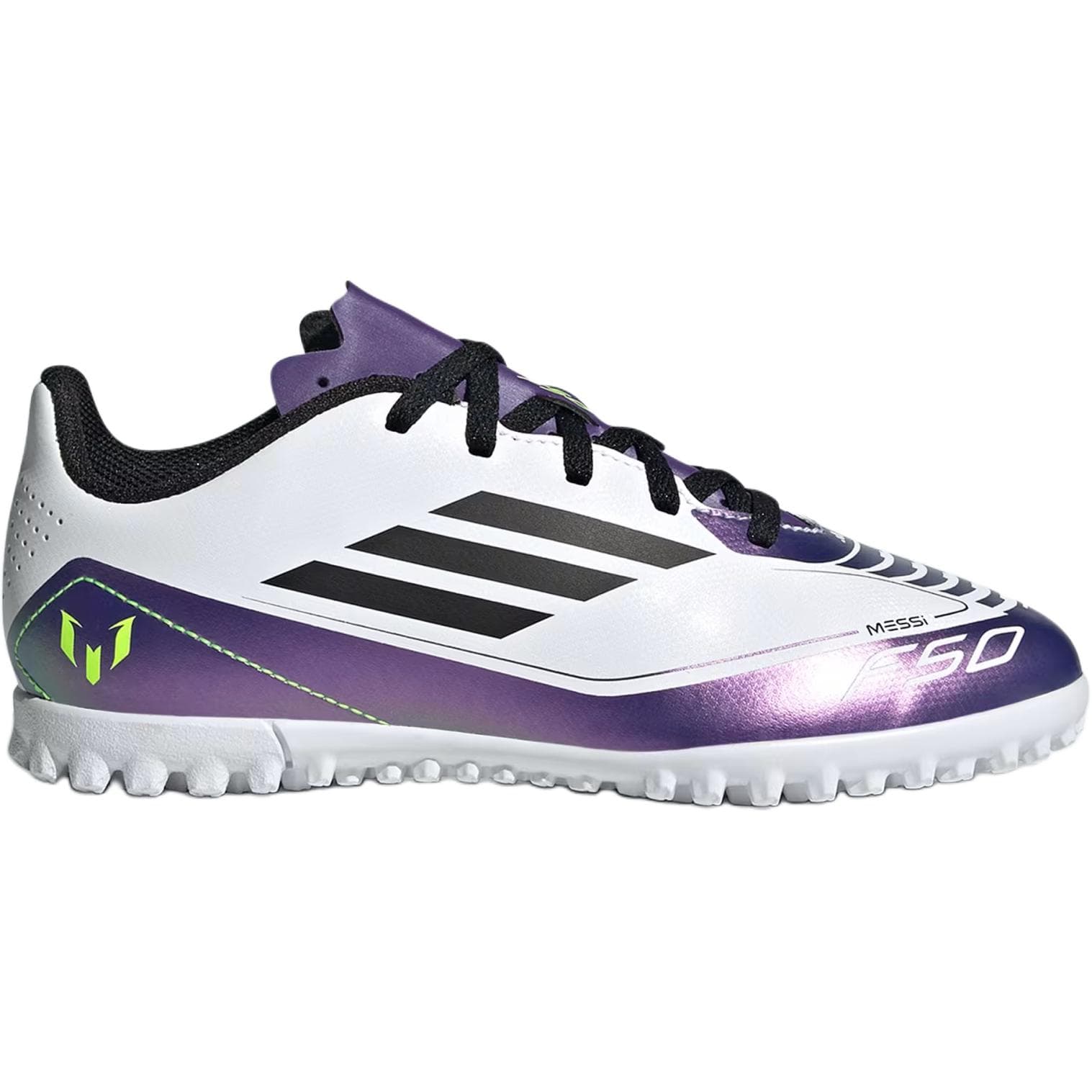 Бутсы Adidas F50 CLUB Устойчивые к истиранию противоскользящие низкие детские футбольные бутсы белого цвета для детей - изображение 2