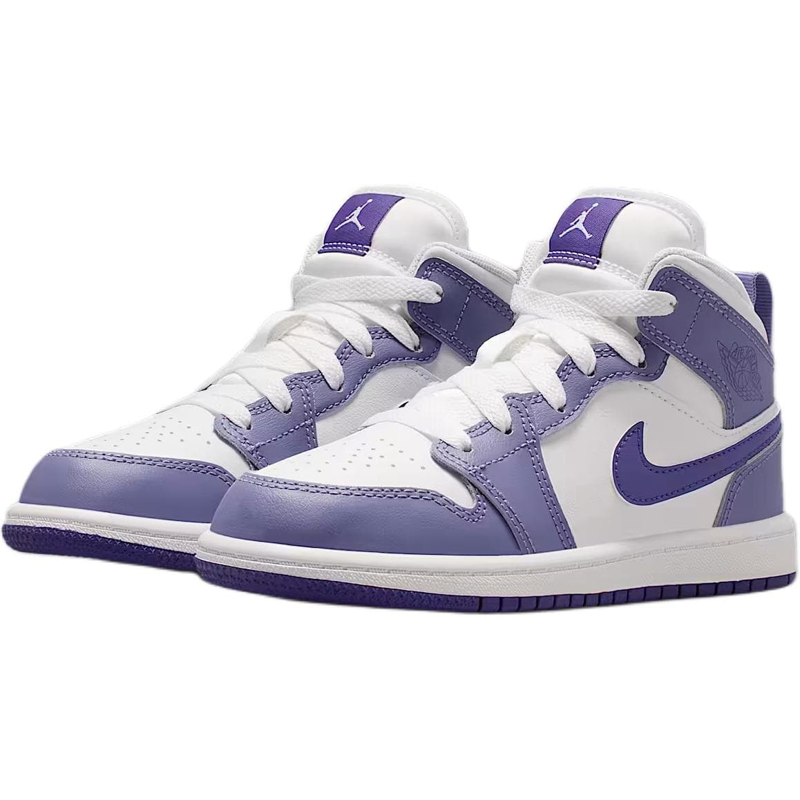 Кроссовки для баскетбола Jordan Air Jordan 1 Износостойкий MID Топ Детские Баскетбольные Кроссовки Фиолетовый Белый Малыш - изображение 3