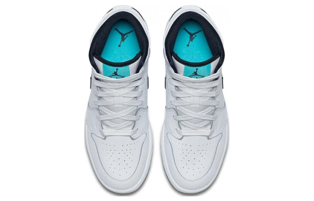 Кроссовки для баскетбола Jordan Air Jordan 1 Retro Mid White Black Hyper Jade GS - изображение 4