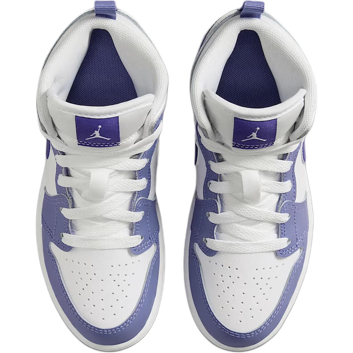Кроссовки для баскетбола Jordan Air Jordan 1 Износостойкий MID Топ Детские Баскетбольные Кроссовки Фиолетовый Белый Малыш - изображение 4
