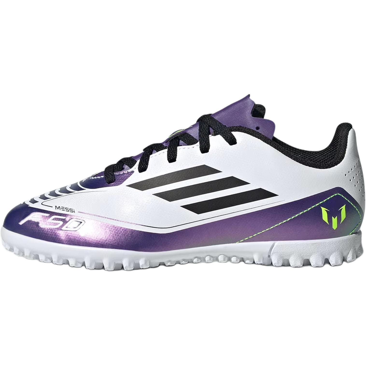 Бутсы Adidas F50 CLUB Устойчивые к истиранию противоскользящие низкие детские футбольные бутсы белого цвета для детей - изображение 1