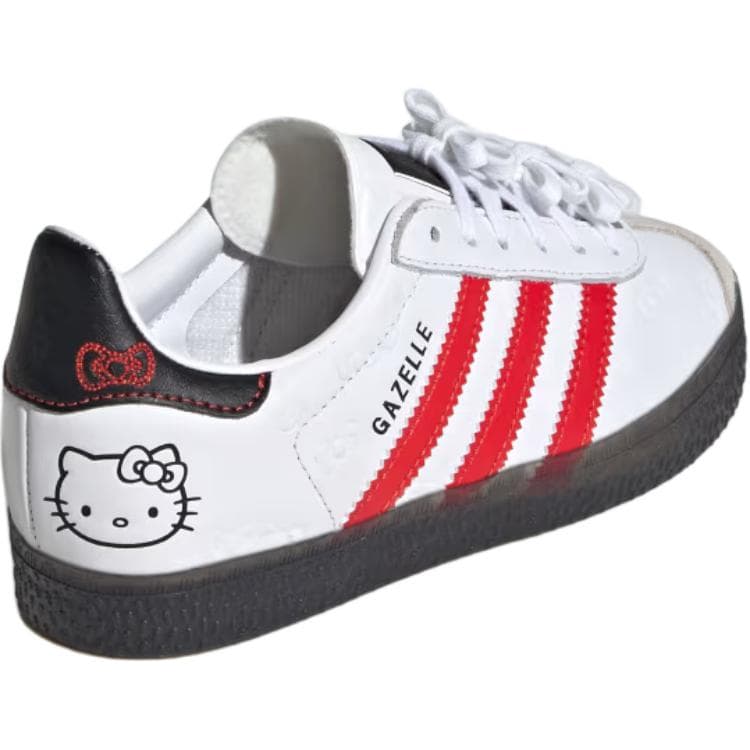 Кроссовки Hello Kitty X adidas originals Gazelle Амортизация Низкий Топ Детские Скейтбординг Белый Красный Детский - изображение 3