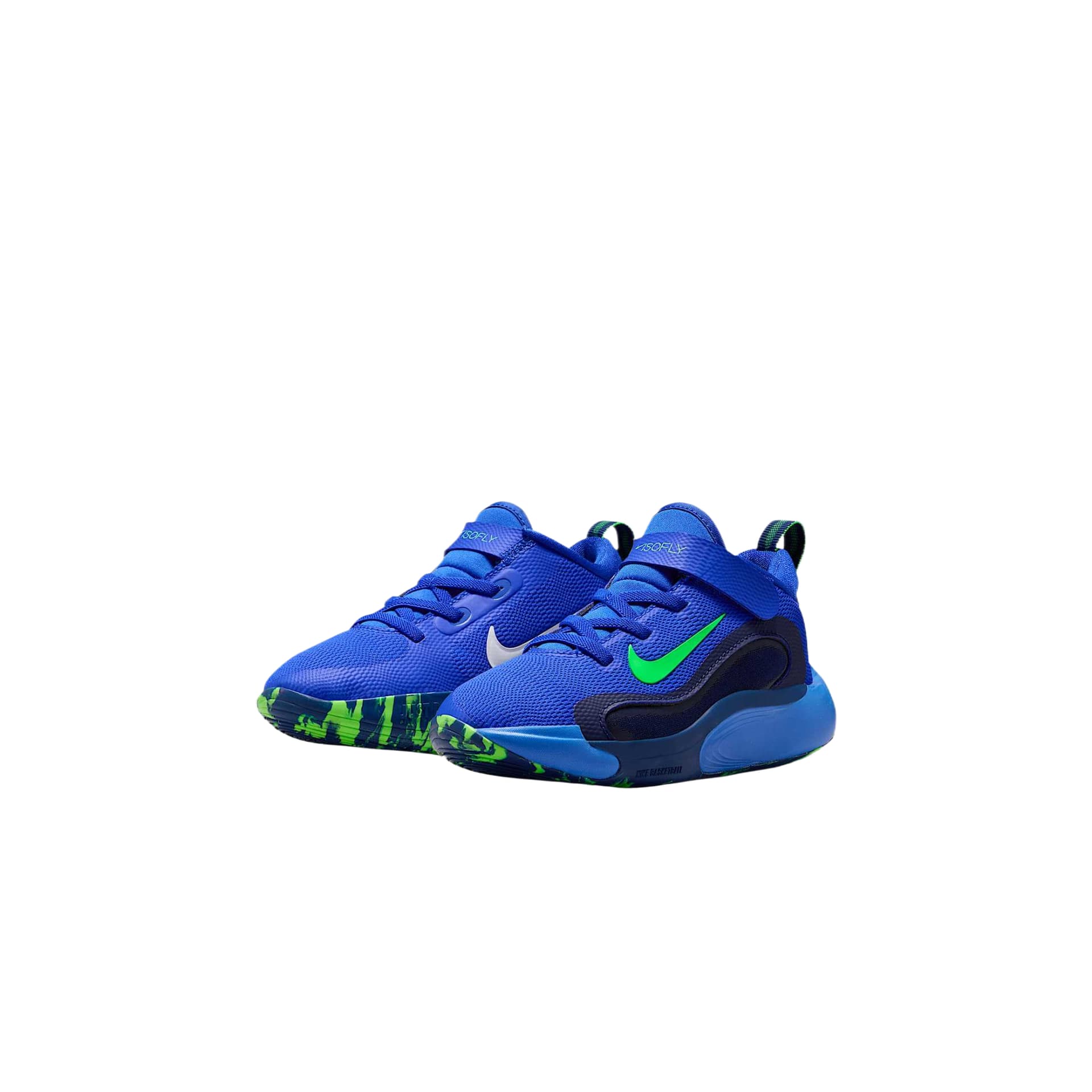 Кроссовки для баскетбола Jordan Nike IsoFly Легкие и удобные универсальные детские баскетбольные кроссовки лоу-топы с амортизацией и вентиляцией, гоночный синий/космический синий/темно-синий/ударный зеленый - изображение 3