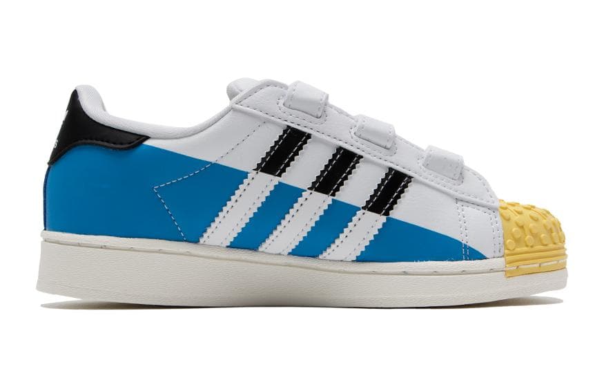 Кроссовки Adidas Originals SUPERSTAR CF C Устойчивый к истиранию Дышащий Низкий Верх Детская Обувь для Скейтбординга Белый Синий - изображение 2