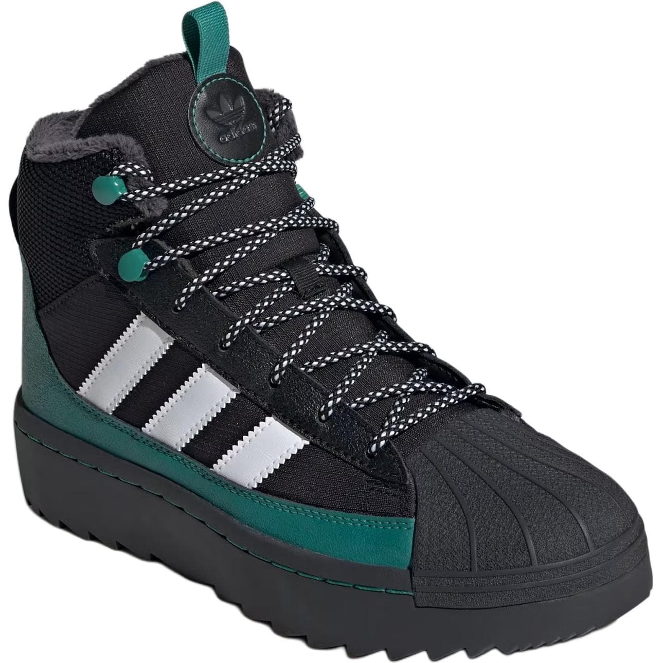 Adidas Originals Superstar Winterized Амортизация Водонепроницаемый Высокий Верх Детская Туристическая Обувь Черный - изображение 3