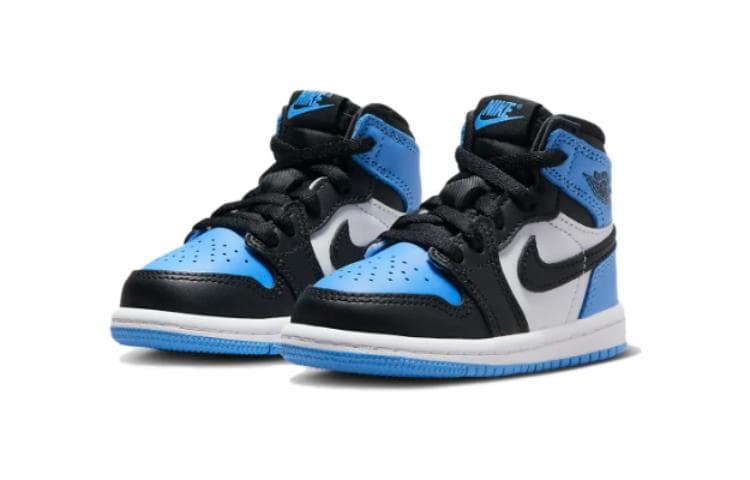 Кроссовки Jordan Air Jordan 1 High 'Университетский синий' Anti KICK Высокие Кроссовки для Малышей Черные Белые и Синие - изображение 3