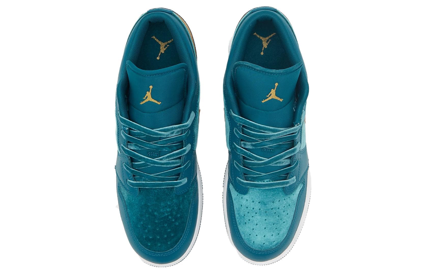 Кроссовки для баскетбола Jordan Air Jordan 1 Кожа Противоскользящие Устойчивые к износу Низкие Баскетбольные кроссовки Циан Золото Унисекс - изображение 4