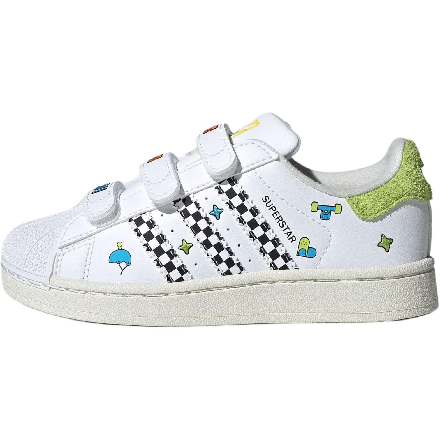 Кроссовки Adidas Originals Superstar 2 Low Топ Детская Обувь для Скейтбординга Белый Зеленый - изображение 1