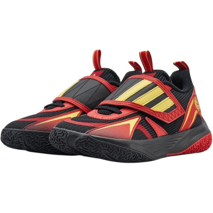 Кроссовки для баскетбола Adidas XENOBURST Low Топ Баскетбольные кроссовки Черный золотой красный Детский - изображение 3