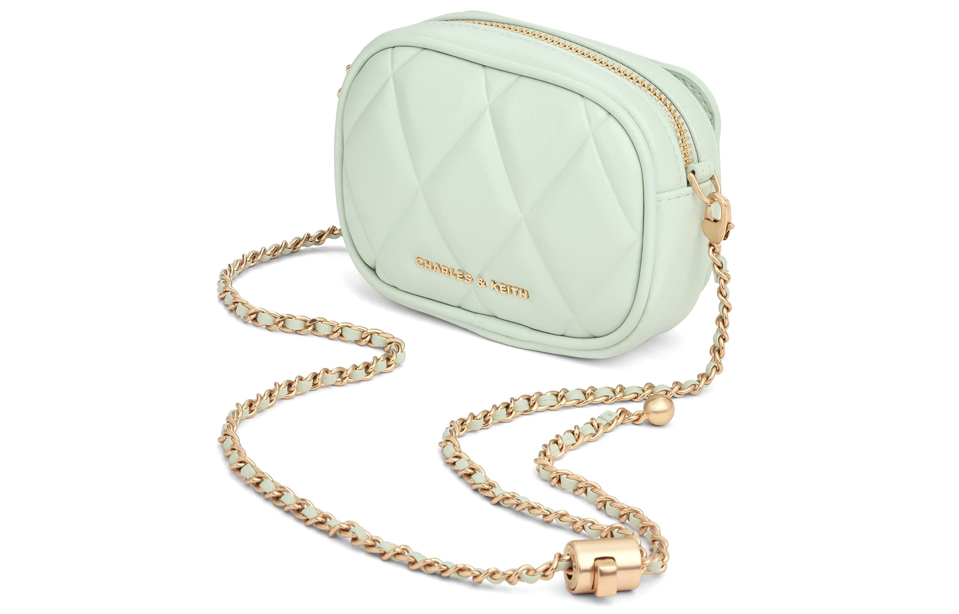 Кошелек CHARLES&KEITH Маленькая квадратная сумка с цепочкой и ромбовидным узором из PU, картхолдер, мини, женский, многоцветный - изображение 3