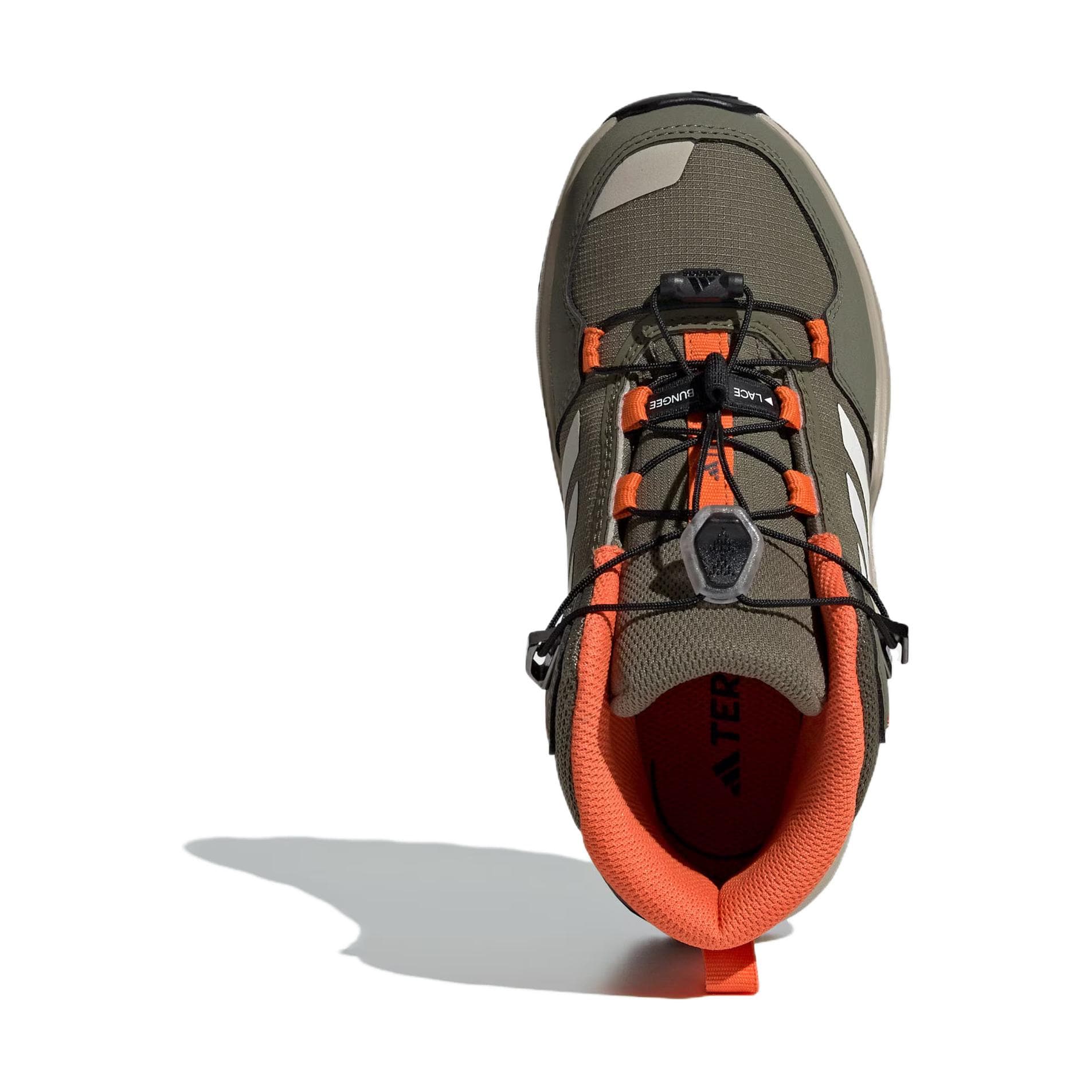 Adidas TERRE Противоскользящая Устойчивая к истиранию MID Топ Детская Туристическая обувь Зеленый Белый Оранжевый - изображение 5