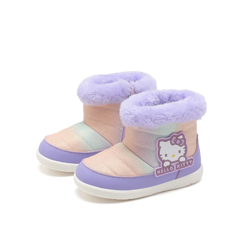 Sanrio Hello Kitty Осень и зима Мультяшный плюшевые универсальные удобные милые модные зимние ботинки с флисом утолщенные для мальчиков и девочек анти-удар легкие амортизация термозащитные мид-топ детские - изображение 3