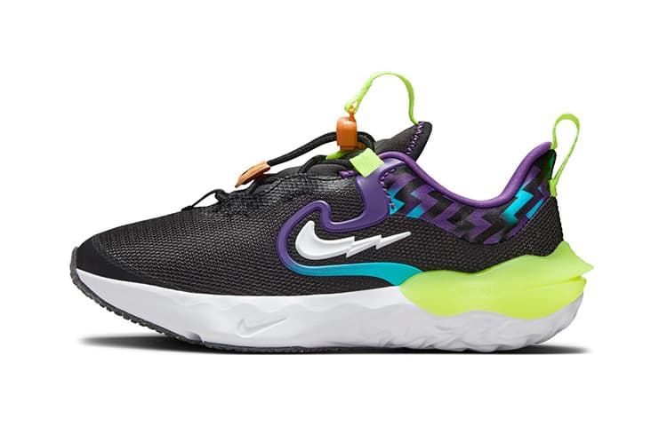 Кроссовки Nike Run Flow Удобный Амортизация Отскок Дышащий Низкий Верх Детские Беговые Кроссовки Черный Белый Желтый - изображение 1